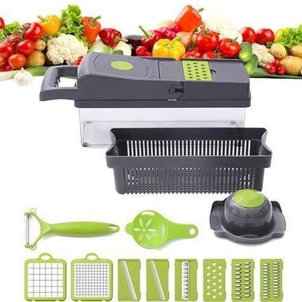 Coupe-légumes Multifonction Avec Récipient – Mandoline, Dés, Tranches, Râpes thumbnail 4