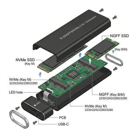 Boîtier Externe M.2 Ssd Vers Usb-c thumbnail 5