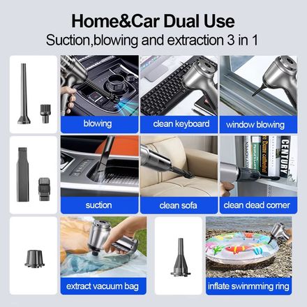 Spirateur De Voiture Portable Sans Fil Pour La Maison, Souffleur À Main, Plumeau À Air,appareils Électroménagers,livres D'aspiration De Bain thumbnail 5