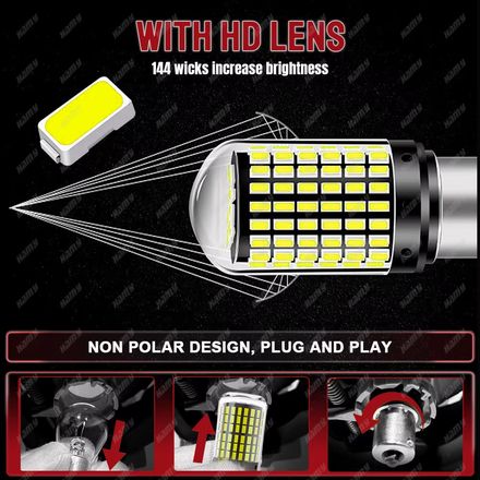 Feu Led Haute Puissance Pour Voiture,2 Pièces,4014 Smd Canbus 1156 P21w Blanck,clignotant,indicateur Arrière thumbnail 4