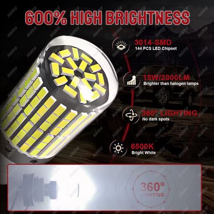 Feu Led Haute Puissance Pour Voiture,2 Pièces,4014 Smd Canbus 1156 P21w Blanck,clignotant,indicateur Arrière thumbnail 6
