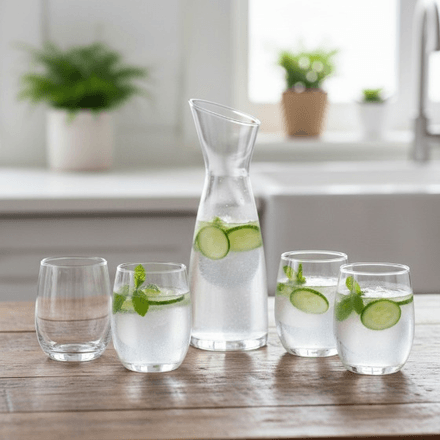 Ensemble De 7 Pièces En Verre Transparent : Verres Et Récipient Polyvalent thumbnail 3