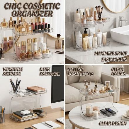 Organisateur De Salle De Bain À 2 Niveaux - Design Acrylique Cristallin thumbnail 2