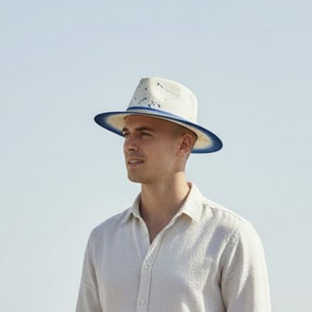  Hand-painted Hat - Blue Splash thumbnail 2