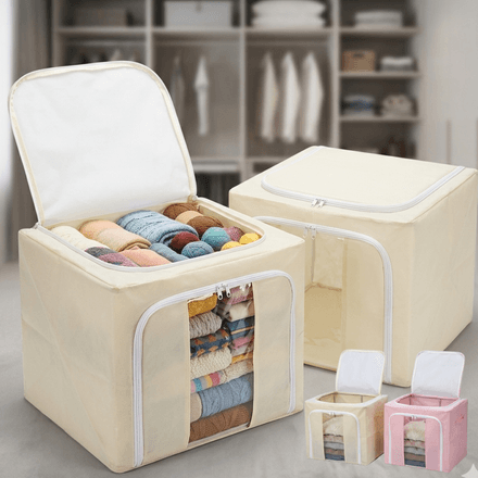 Boîte De Rangement Pliable Grande Capacité Pour Vêtements Avec Fermeture Éclair (couleur Aléatoire) thumbnail 2