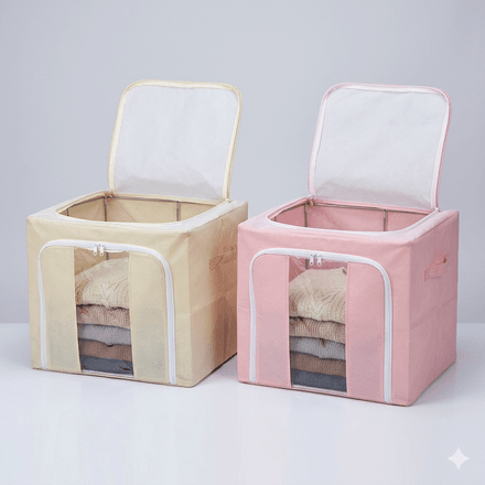 Boîte De Rangement Pliable Grande Capacité Pour Vêtements Avec Fermeture Éclair (couleur Aléatoire) thumbnail 1