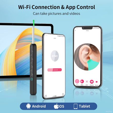 Nettoyeur De Cire D'oreille Sans Fil Avec Caméra,endoscope D'élimination Sûre Du Cérumen Avec Caméra,otoscope Lumineux,outils De Nettoyage Des Oreilles,soins Des Oreilles thumbnail 4