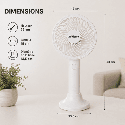 Ventilateur Portable Mini À 3 Réglages Avec Recharge Usb Description thumbnail 2