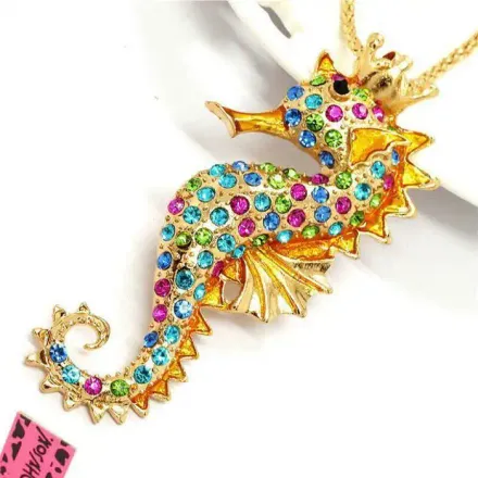 Collier + Pendentif Hippocampe - Cristal - Métal - Doré thumbnail 3