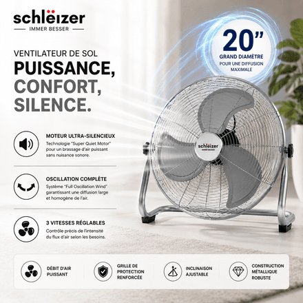 Ventilateur De Sol Métallique Slz - 20" thumbnail 2