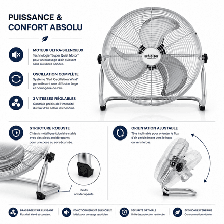 Ventilateur De Sol Métallique Slz - 20" thumbnail 3