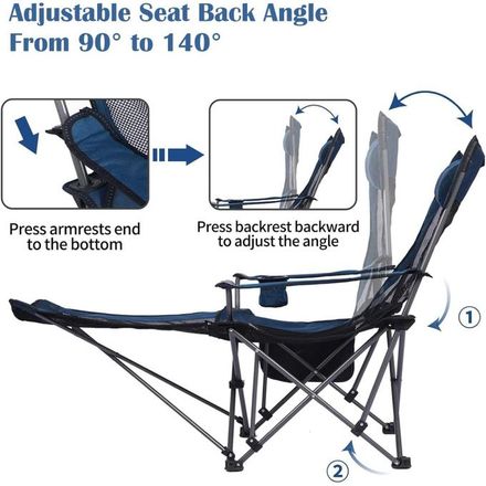 Fauteuil De Camping Pliable Et Inclinable Avec Repose-pieds Intégré Chaise (couleur Aléatoire) thumbnail 2