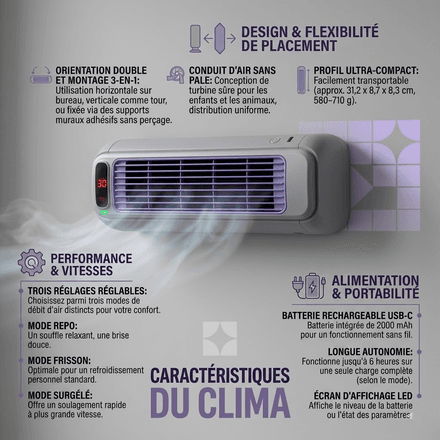 Ventilateur Tour Portable Rechargeable – Couleur Aléatoire thumbnail 5