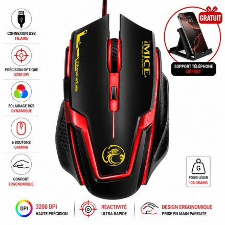 Souris Gaming Rgb Professionnelle Support Téléphone Offert Couleur Aléatoire thumbnail 1