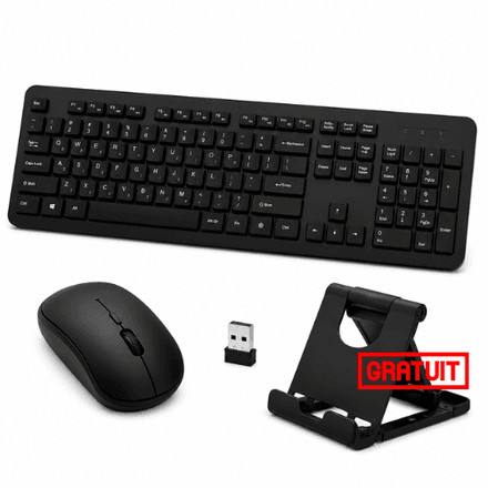 Pack Clavier & Souris Sans Fil + Support Téléphone Gratuit thumbnail 1