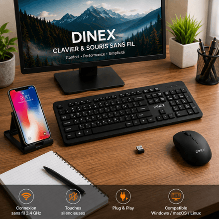 Pack Clavier & Souris Sans Fil + Support Téléphone Gratuit thumbnail 2