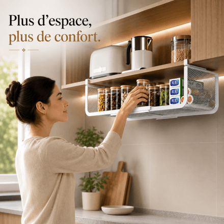 Panier De Rangement Suspendu Extensible Sous Étagère – Couleur Aléatoire thumbnail 2
