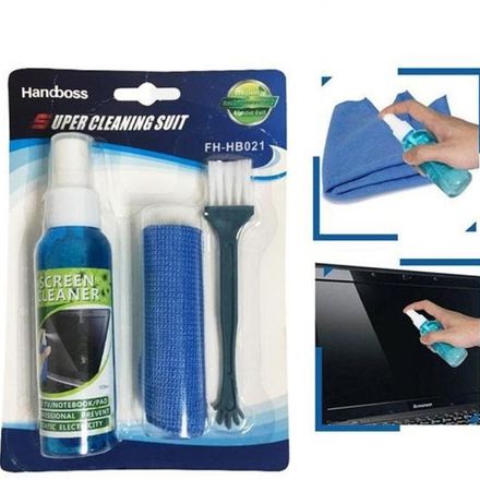 Kit De Nettoyage D'écran 3 En 1 Avec Brosse Et Chiffon Pour Pc thumbnail 2