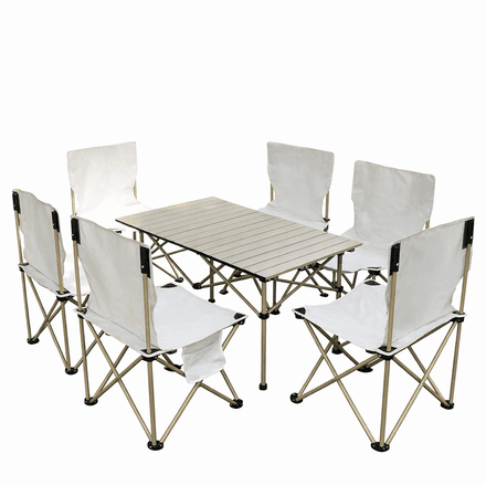 Ensemble Table Pliante + 6 Chaises Xl – Table Camping Pliable Portable Avec Sacs De Rangement (multi couleur Aléatoire) thumbnail 2