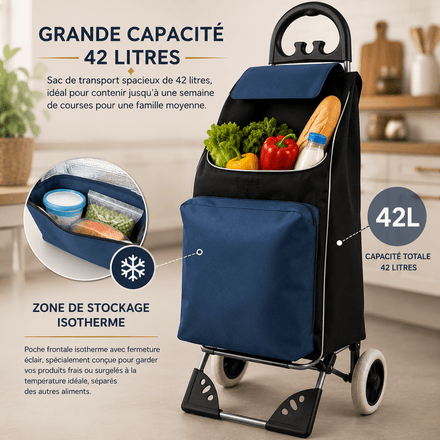 Chariot De Course Pliable 42l - Couleur Aléatoire thumbnail 2