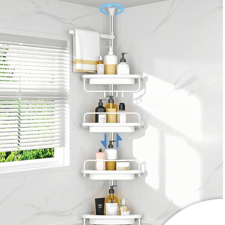 Étagère D'angle De Douche Télescopique 4 Paniers Et 2 Porte Serviettes thumbnail 3
