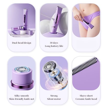 Tondeuse Bikini 2-en-1 Femme – Étanche Ipx7, Rechargeable Usb, Sans Fil Avec Led thumbnail 3