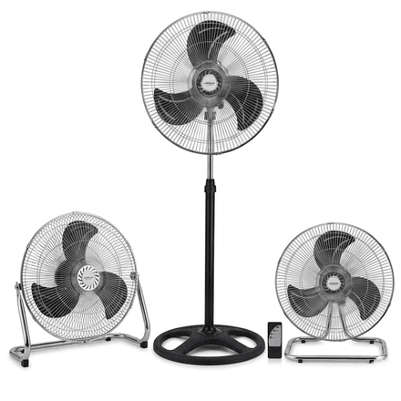 Ventilateur Multi-positions 3-en-1 – Sur Pied, De Table Et Brasseur D’air Au Sol Avec Télécommande thumbnail 1