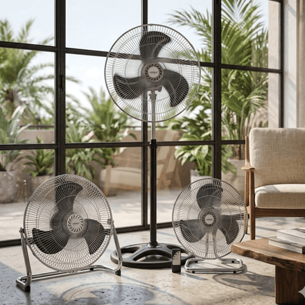Ventilateur Multi-positions 3-en-1 – Sur Pied, De Table Et Brasseur D’air Au Sol Avec Télécommande thumbnail 2