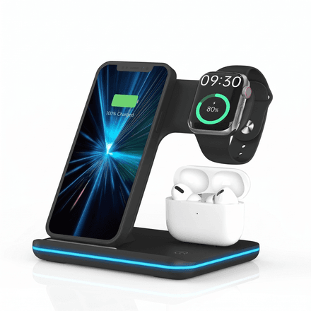 Chargeur Sans Fil 3 En 1 Pour Iphone, Apple Watch Et Airpods thumbnail 1