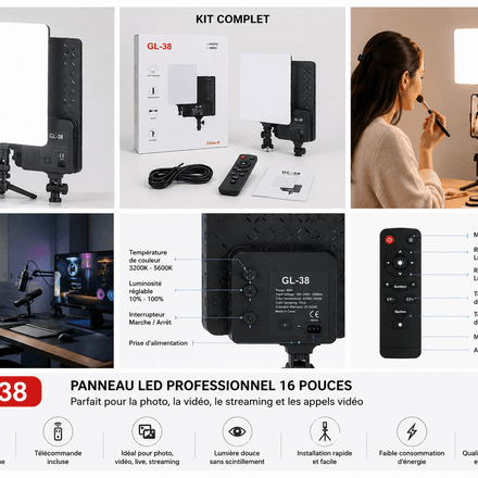 Gl-38 Led Panel Light – Éclairage Photo & Vidéo Haute Luminosité thumbnail 3