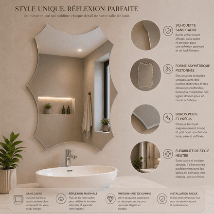 Miroir Mural Ondulé – Silhouette Festonnée Asymétrique thumbnail 3