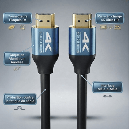 Câble Hdmi 4k – 3 Mètres thumbnail 2