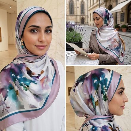 Châle Imprimé Élya 180 × 70 Cm – 100 % Tencel _ Collection – Éclats D'art thumbnail 5