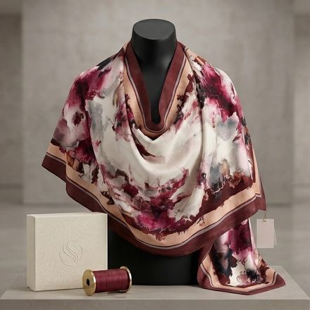 Châle Imprimé Rubis 180 × 70 Cm – 100 % Tencel _ Collection Éclats D'art thumbnail 1