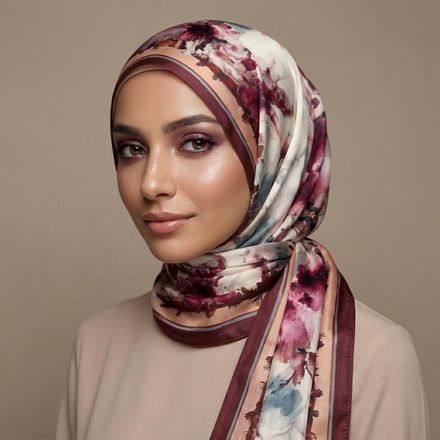 Châle Imprimé Rubis 180 × 70 Cm – 100 % Tencel _ Collection Éclats D'art thumbnail 2
