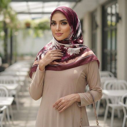 Châle Imprimé Rubis 180 × 70 Cm – 100 % Tencel _ Collection Éclats D'art thumbnail 5