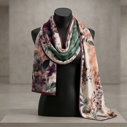 Châle Imprimé Yasmine 180 × 70 Cm – 100 % Tencel _ Collection Jardin Secret thumbnail 1