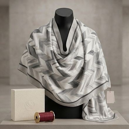 Châle Imprimé Nacre 180 × 70 Cm – 100 % Tencel _ Collection Ligne D'harmonie thumbnail 1