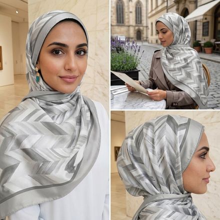 Châle Imprimé Nacre 180 × 70 Cm – 100 % Tencel _ Collection Ligne D'harmonie thumbnail 5