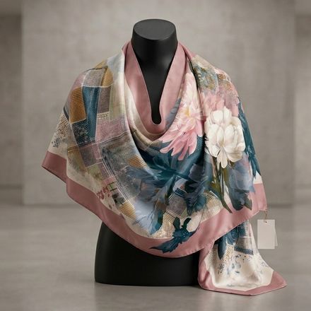 Châle Imprimé Élia 180 × 70 Cm – 100 % Tencel _ Collection Ligne D'harmonie thumbnail 1