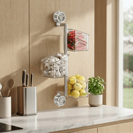 Boîte De Rangement Mural Pour Oignons, Gingembre Et Ail De Cuisine Transparente thumbnail 1