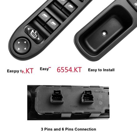 Interrupteur Commande Lève-vitre Électrique 6554kt 6554qc Pour Peugeot 207 Et 307 thumbnail 3