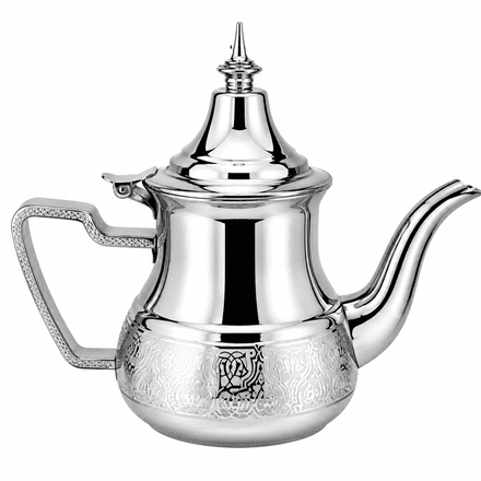 Théière Marocaine En Inox Argentée thumbnail 1