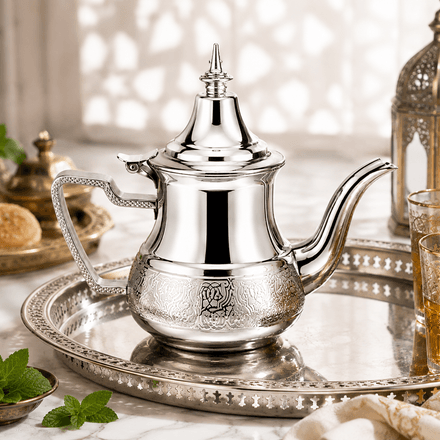 Théière Marocaine En Inox Argentée thumbnail 2