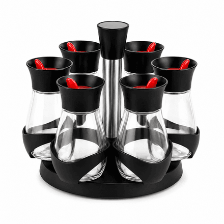 Ensemble De 6 Pots À Épices Rotatif - Support Design thumbnail 1
