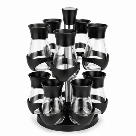 Carrousel À Épices Rotatif 12 Pièces – Noir & Verre thumbnail 1