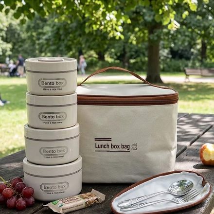Lunch Box Isotherme 4 Pièces Avec Sac – Boîtes Hermétiques + Sac Thermique thumbnail 2