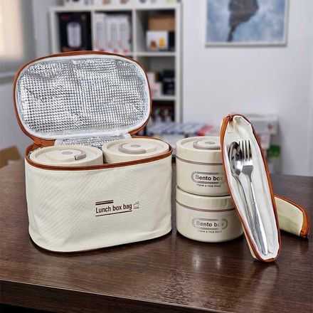 Lunch Box Isotherme 4 Pièces Avec Sac – Boîtes Hermétiques + Sac Thermique thumbnail 3