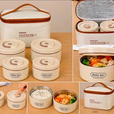 Lunch Box Isotherme 4 Pièces Avec Sac – Boîtes Hermétiques + Sac Thermique thumbnail 4
