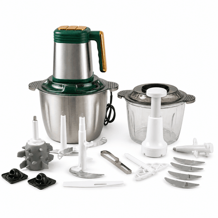 Hachoir Multifonction Afos 1200 W – Set 13 Pièces – Bol Inox 3 L Et Bol En Verre thumbnail 3